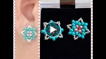 Simple Easy to make DIY Beading Tutorial All Seed Beads Stud Earrings
